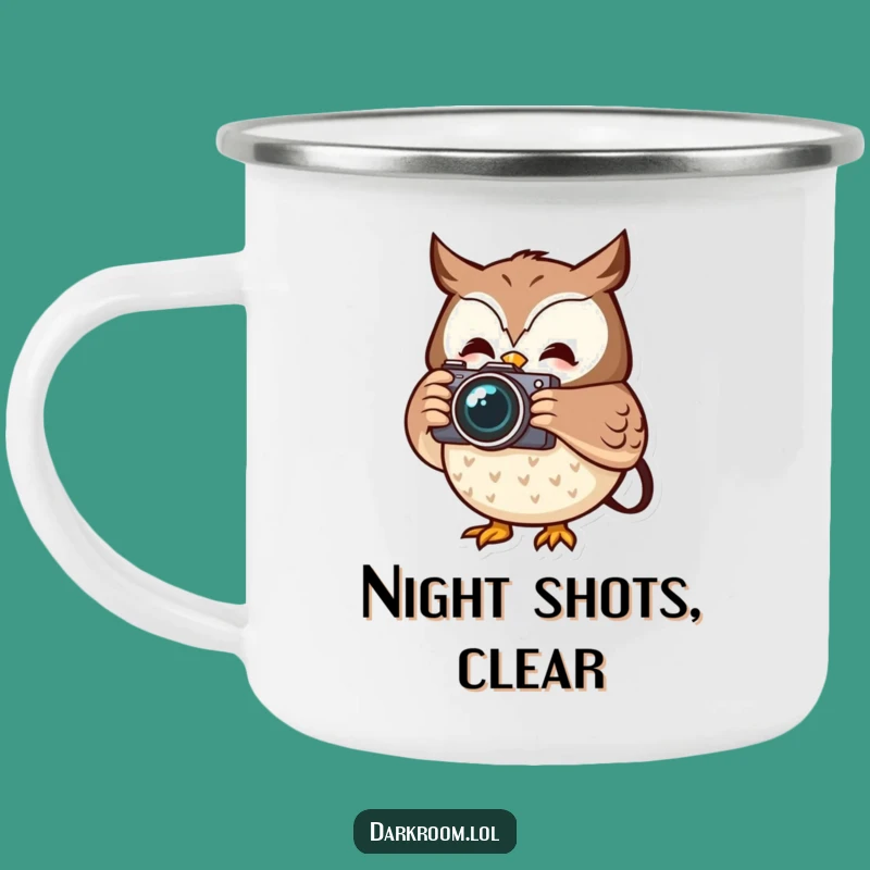 Funny Owl Photographer Camping Mug: Cheerful Camera Moment Adventure Gift
