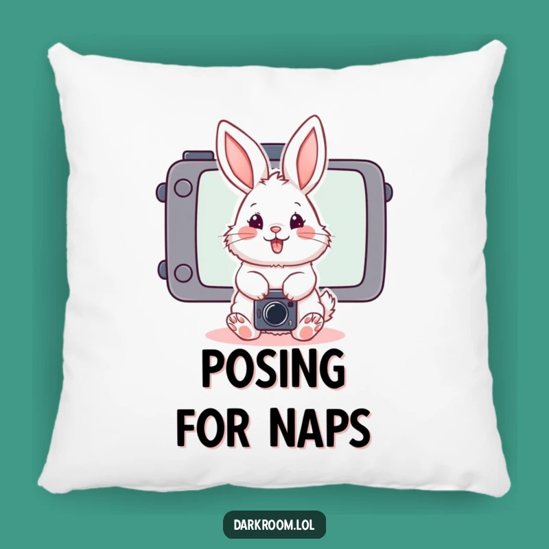 Cozy Funny Bunny Photographer Pillow: Playful Posing Comfort Gift