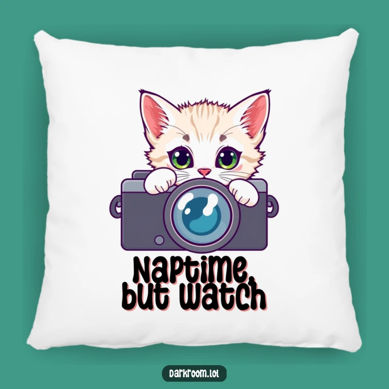 Cozy Funny Kitten Camera Lens Pillow: Curious Cat Comfort Gift