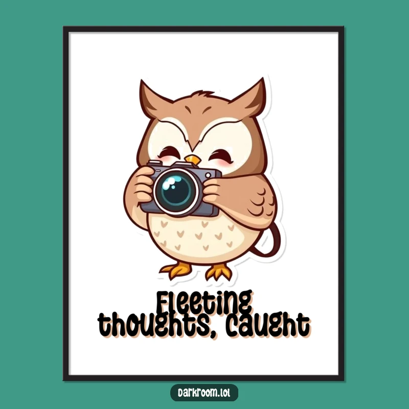 Funny Owl Photographer Digital Art: Cheerful Camera Moment Print Gift