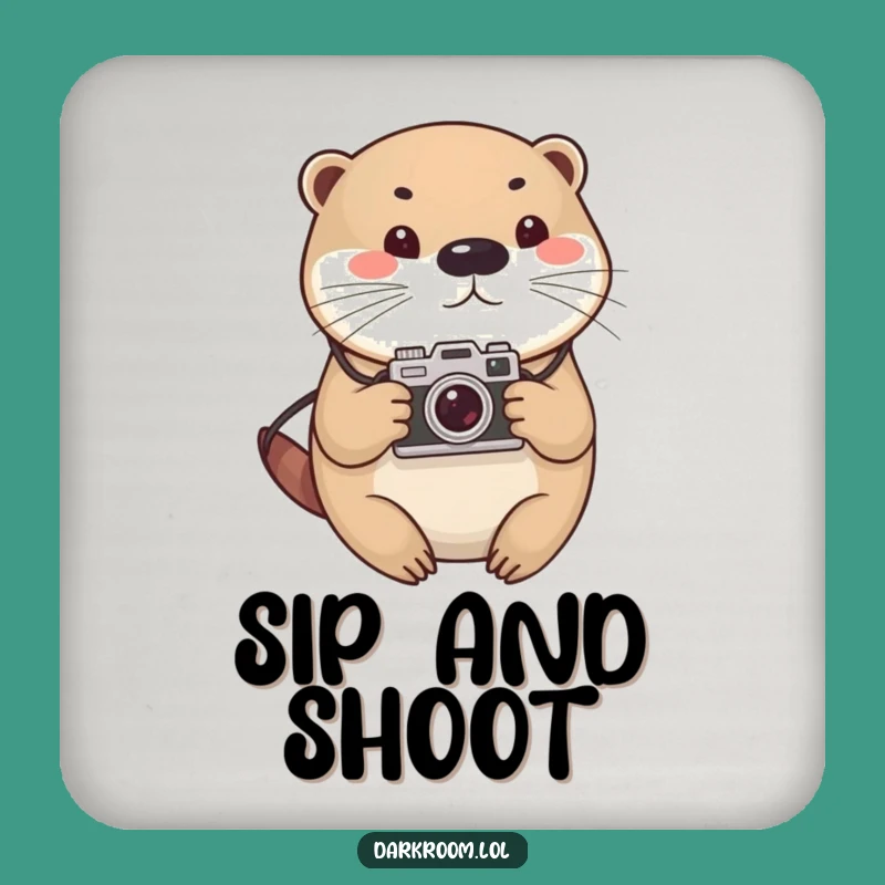 Funny Otter Photographer Coaster: Vintage Camera Drink Protector Gift