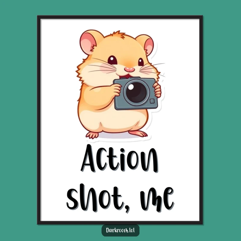 Funny Hamster Photographer Poster: Determined Shutterbug Art Gift