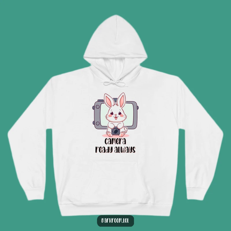 Cozy Funny Bunny Photographer Hoodie: Playful Posing Gift