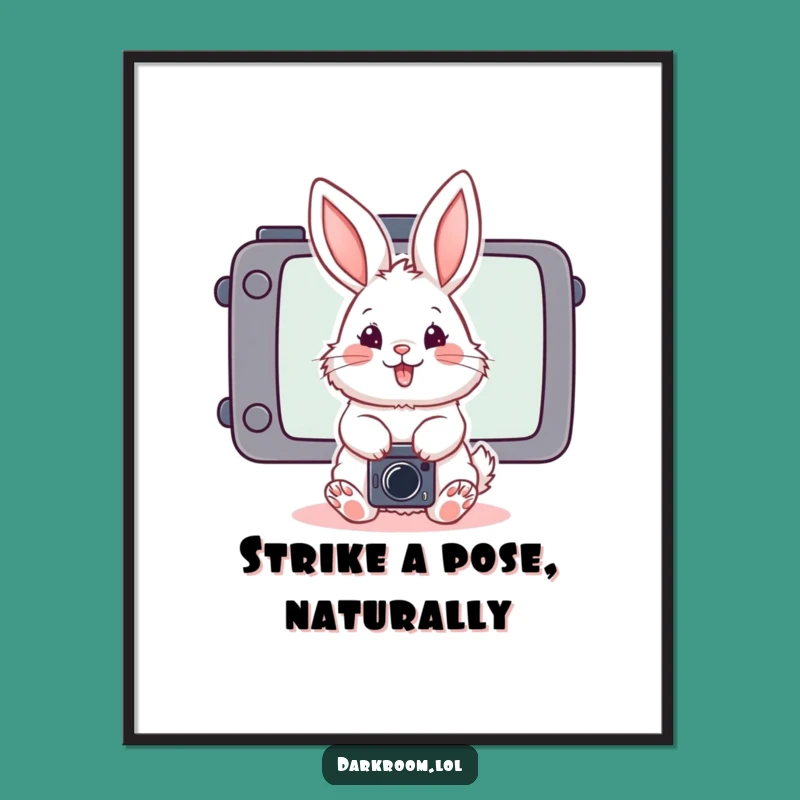 Free Printable Wall Art: Playful Bunny Photographer - Whimsical Animal Art for Decor