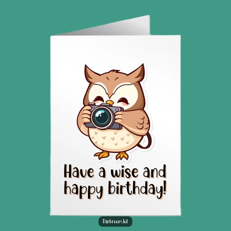 Free Printable Birthday Card: Cheerful Owl Photographer Captures Joy - Happy Birthday Download