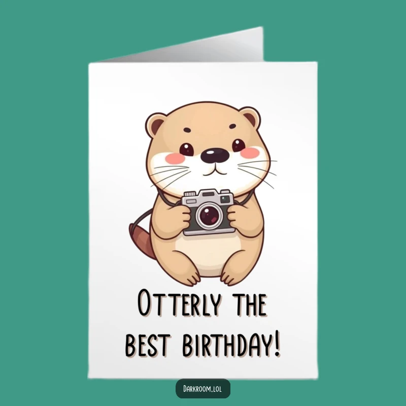 Free Printable Birthday Card: Funny Otter Photographer Capturing Joyful Moments - Instant Download Gift