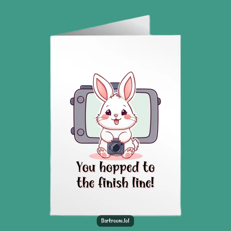 Free Printable Congrats Card: Bunny Photographer's Perfect Shot - Funny Celebration Art