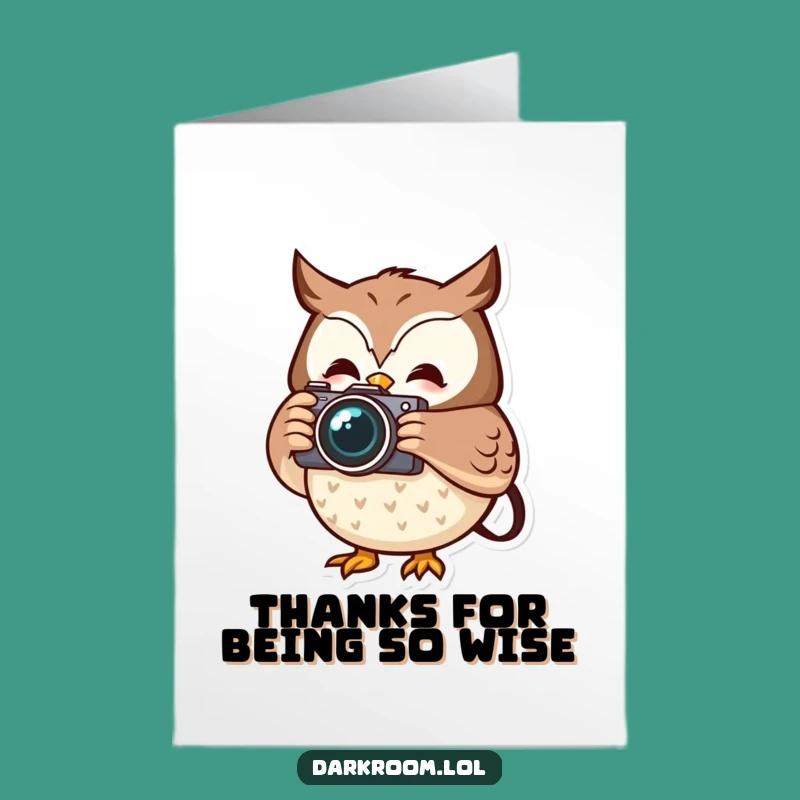 Free Printable Thank You Card: Owl Photographer's Grateful Gaze - Cute Download