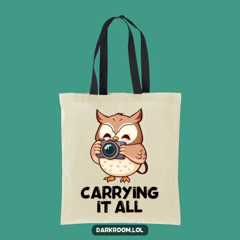 Funny Owl Photographer Tote Bag: Cheerful Camera Moment Accessory Gift