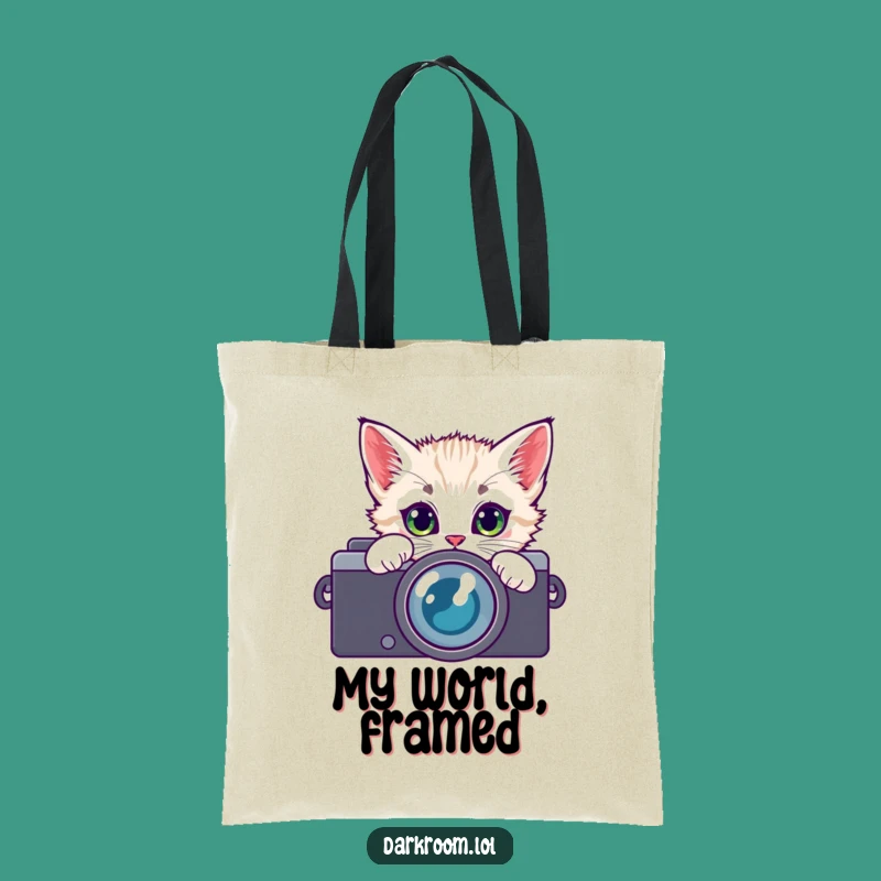Funny Kitten Camera Lens Tote Bag: Curious Cat Accessory Holder Gift